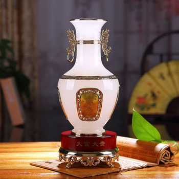 大富大贵 金镶玉花瓶摆件（琉璃玉）